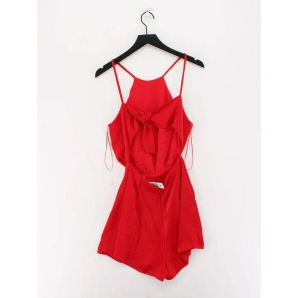 Zara  Red Jumpsuite Sleeveless Spaghetti Straps Tie Back Romper Medium - Picture 10 of 16